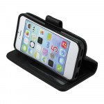Wholesale iPhone 5 5S Simple Leather Wallet Case with Stand (Black)
